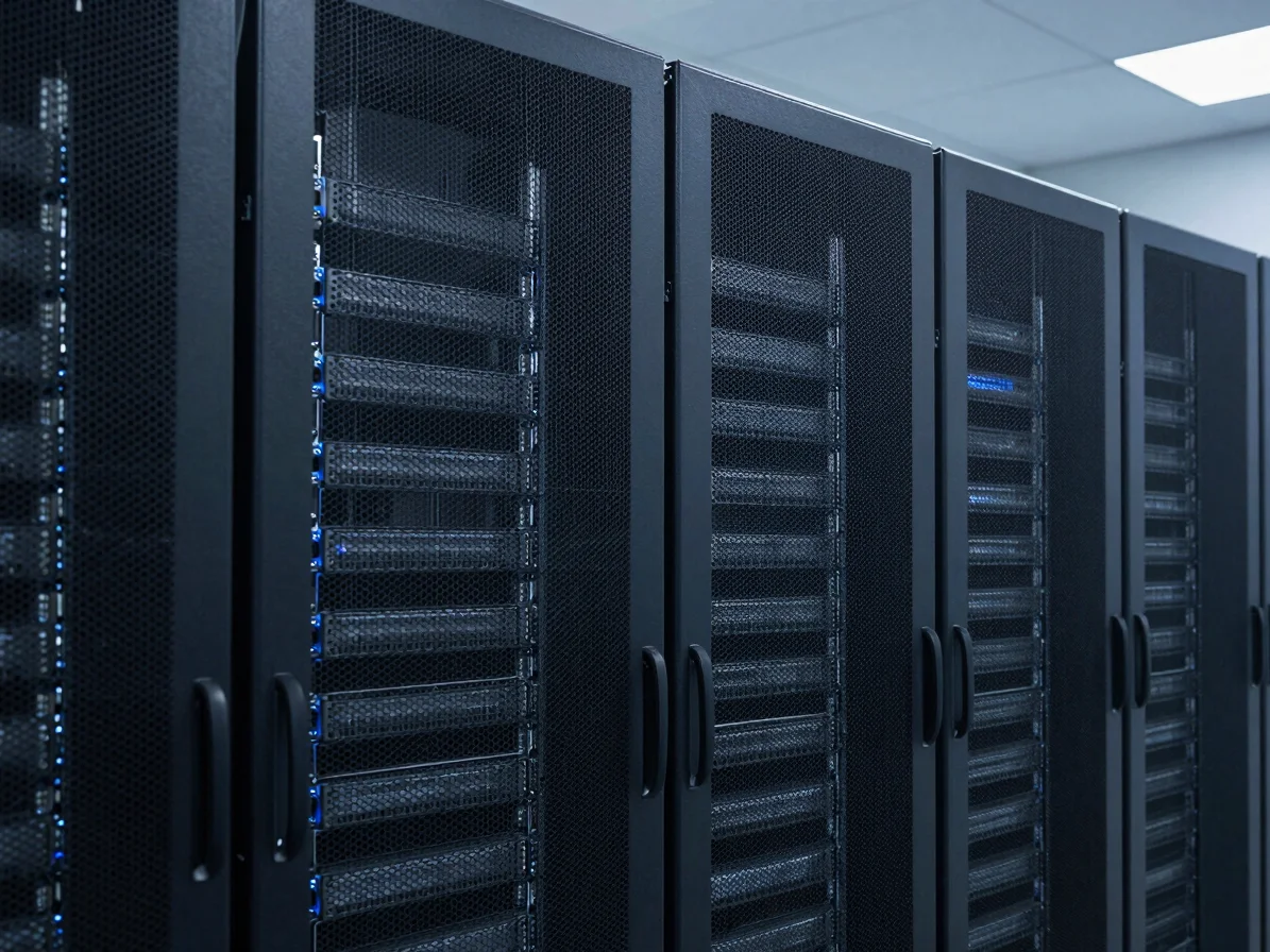 Abstract structural geometry of a network server rack with subtle